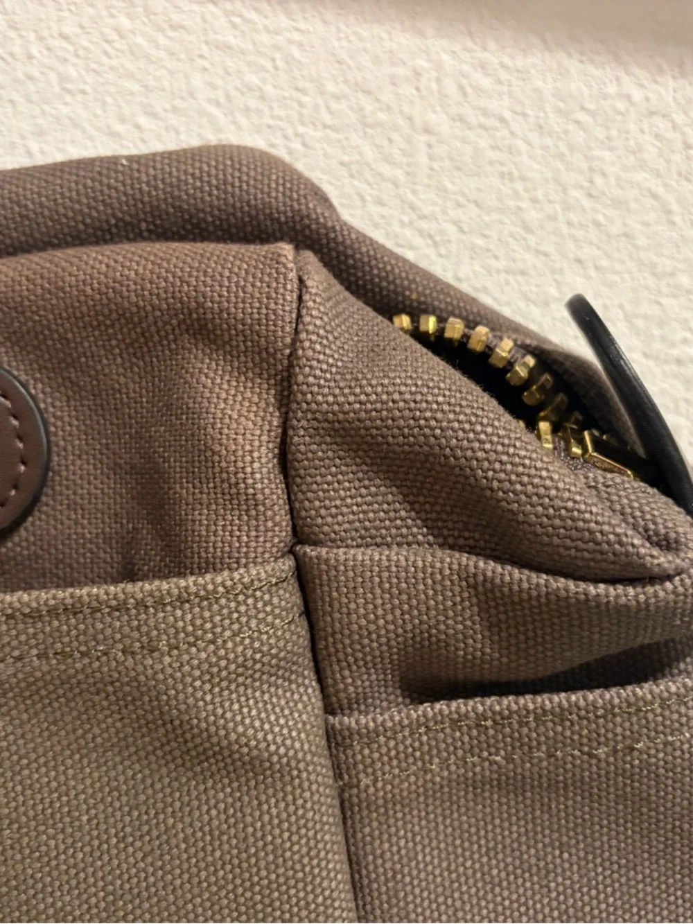 HBO Brown Canvas Briefcase Tote with Leather Handles
